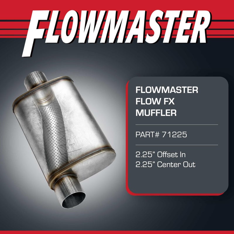 Flowmaster Flow FX Chambered Muffler â€“ 2.25â€ Offset In / 2.25â€ Center Out â€“ Moderate Sound â€“ Stainless Steel â€“ Affordable Performance for Modern Trucks, Muscle Cars & Daily Drivers (71225) - Image 2
